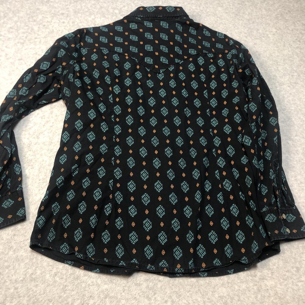 Wrangler Western Aztec Pearl Snap Shirt Womens XL Black Cowgirl Beth Dutton - Picture 8 of 9